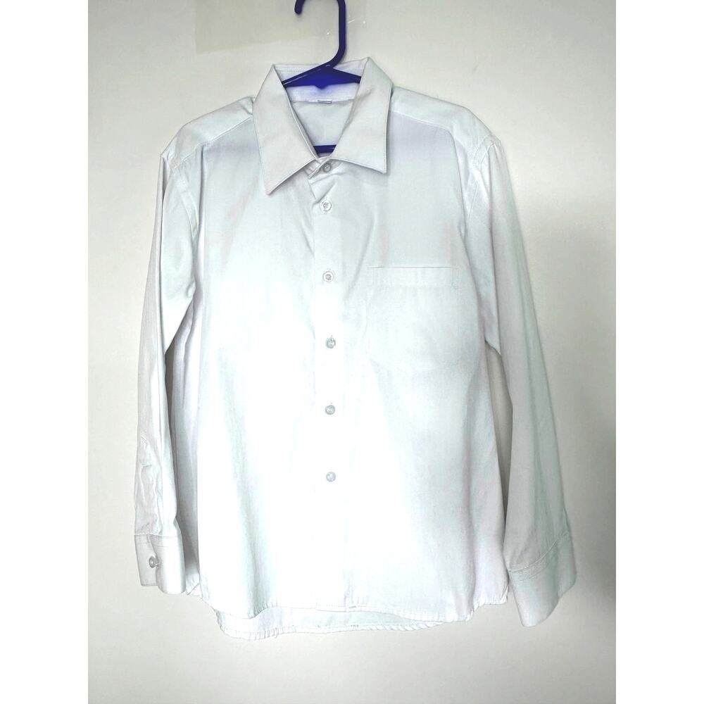 Boys Long Sleeve White Button Down Dress Shirt Size 8